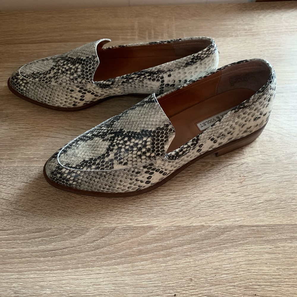 Chelsea and violet snake skin loafers